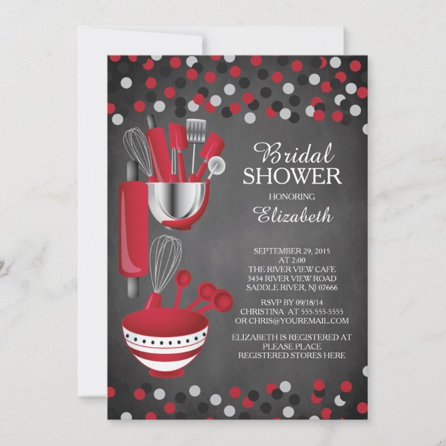 Modern Confetti Kitchen Bridal Shower Invitations (Front)