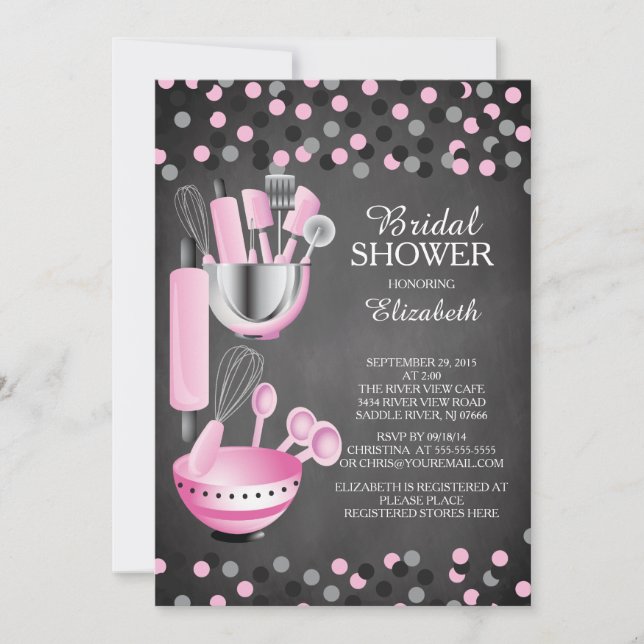 Modern Confetti Kitchen Bridal Shower Invitations (Front)