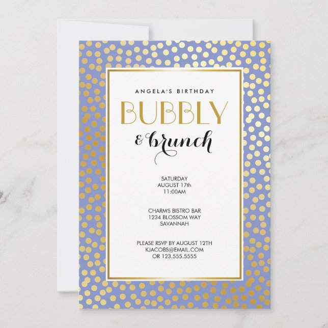 Modern Confetti Polka Dots Lavender Gold Party Invitation (Front)