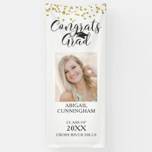 Modern Confetti Script CONGRATS GRAD Photo Door Banner
