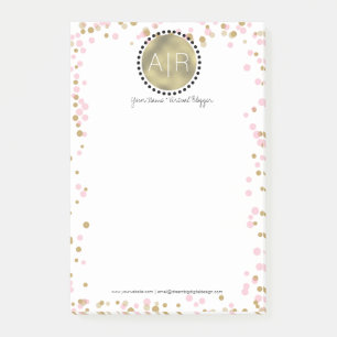 Modern Confetti Simulated Foil Monogram Post-it Notes