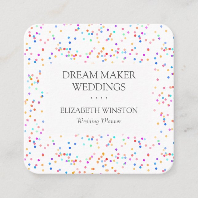 Modern Confetti Square Business Card (Front)
