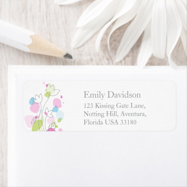 Modern confetti wedding slim return reply address (Insitu)