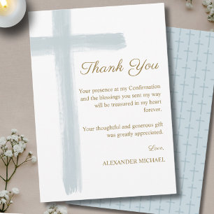 Modern Confirmation Blue Cross Thank You Card
