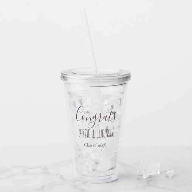 Modern Congrats Class of Personalised Grad Gift Acrylic Tumbler (Front Ice)