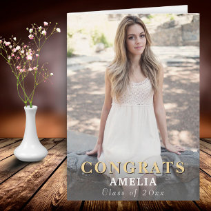 Modern Congrats Full Photo Graduation Card