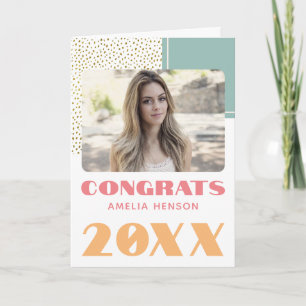 Modern Congrats Gold Glitter Graduate Photo Card