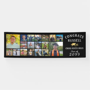 Modern CONGRATS GRAD 18 Photo Collage Banner