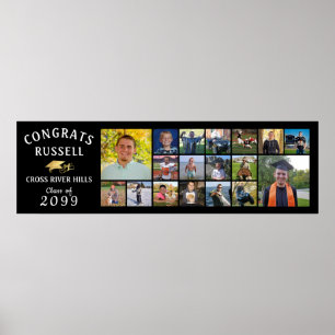 Modern CONGRATS GRAD 18 Photo Collage Poster