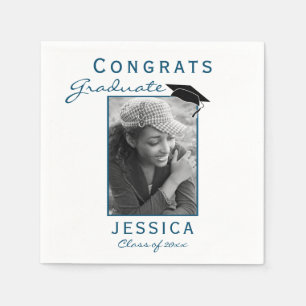 Modern Congrats Graduate Graduation Photo Napkin