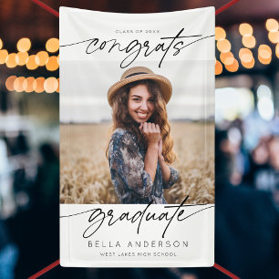 Modern Congrats Graduate Graduation Script Photo Banner