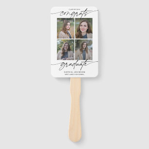 Modern Congrats Graduate Script Photo Collage Hand Fan