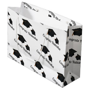 Modern congrats graduate's name  large gift bag