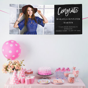 Modern Congrats H L Photo Graduate Banner - Black