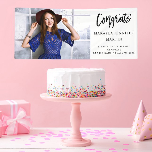 Modern Congrats H L Photo Graduate Banner - White (Creator Uploaded)