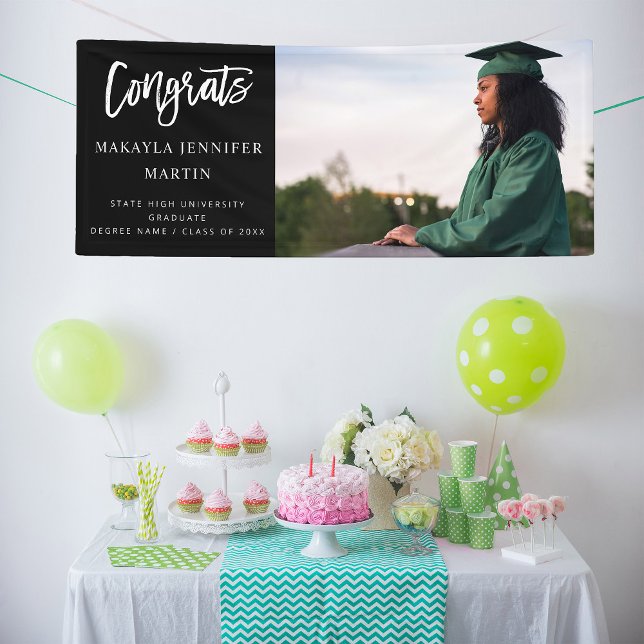 Modern Congrats H Photo Graduate Banner - Black (Creator Uploaded)