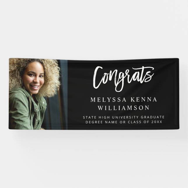Modern Congrats Photo Graduate Banner - Black (Horizontal)