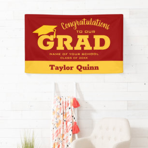 Modern Congratulations Grad Cardinal and Gold Banner