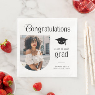 Modern Congratulations Grad Photo Graduation Arch Napkin