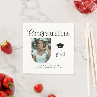 Modern Congratulations Grad Photo Graduation Arch Napkin