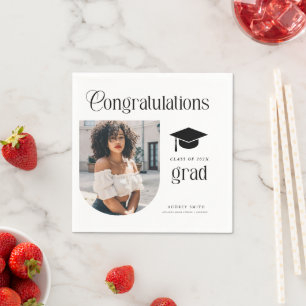 Modern Congratulations Grad Photo Graduation Arch Napkin