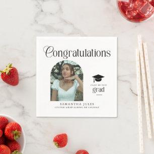 Modern Congratulations Grad Photo Graduation Arch Napkin