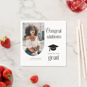 Modern Congratulations Grad Photo Graduation Arch Napkin