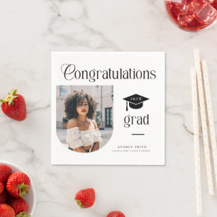 Modern Congratulations Grad Photo Graduation Arch Napkin