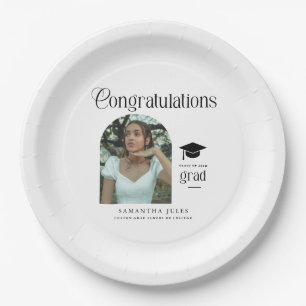 Modern Congratulations Grad Photo Graduation Arch Paper Plate