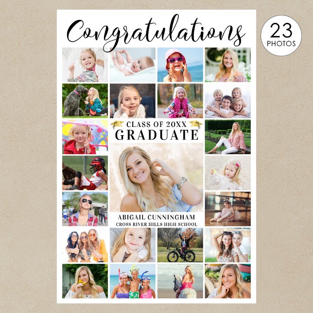 Modern Congratulations Graduate 23 Photo Collage Poster (Creator Uploaded)