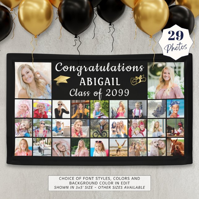 Modern Congratulations Graduate 29 Photo Collage Banner (Creator Uploaded)