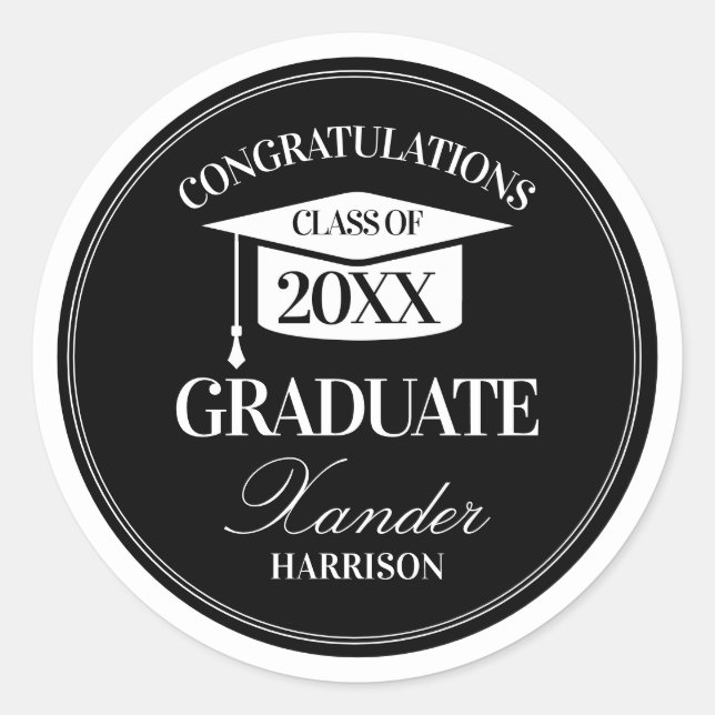 Modern Congratulations Graduate Classic Round Sticker (Front)