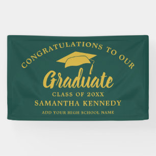 Modern Congratulations Graduate Green And Gold   Banner
