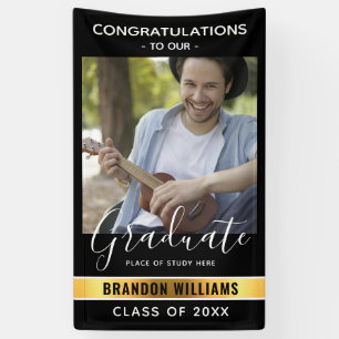 Modern Congratulations Graduate Photo   Black  Banner