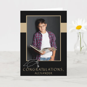 Modern Congratulations Graduation Cap Grad Photo Card