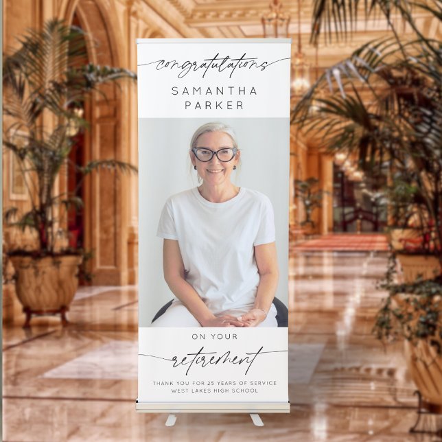 Modern Congratulations Retirement Photo Script  Retractable Banner (Creator Uploaded)