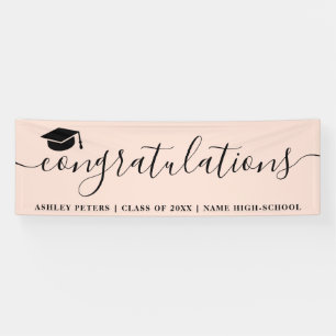 Modern congratulations script cap topper pink banner