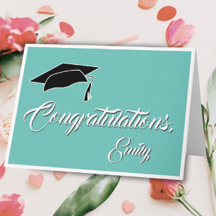 Modern Congratulations Turquoise Graduation Card