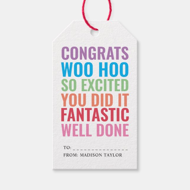Modern CONGRATULATIONS WELL DONE YOU DID IT Gift Tags (Front)