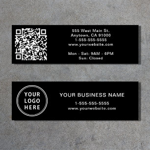 Modern Connect With Us Logo QR Code Black Mini Business Card