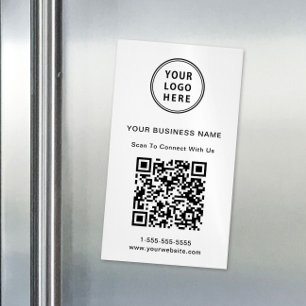 Modern Connect With Us Logo QR Code Magnetic Business Card