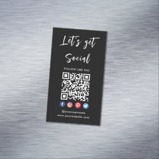 Modern Connect With Us Social Media Qr Code Logo Magnetic Business Card
