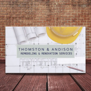 Modern Construction Architect Builder Contractor Business Card