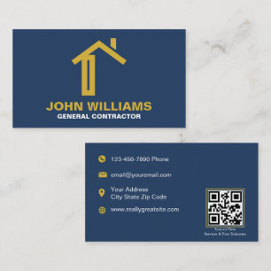 Modern Construction Business Card with QR Code