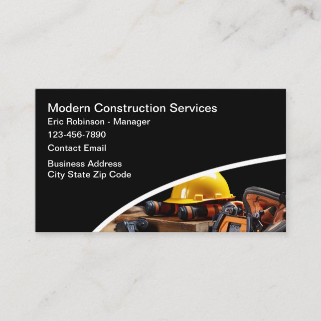 Modern Construction Business Cards Design Template (Front)