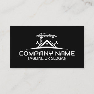 Modern Construction Crane Hammer House Logo Business Card