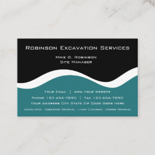 Modern Construction Excavation Services Business Card