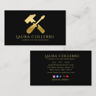 Modern Construction Handyman Carpenter Business Card