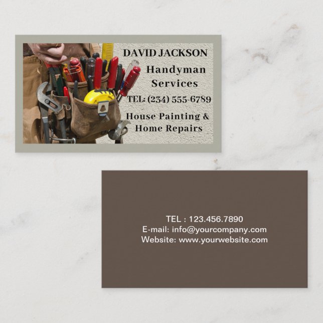 Modern Construction Handyman Carpenter Business Card (Front/Back)