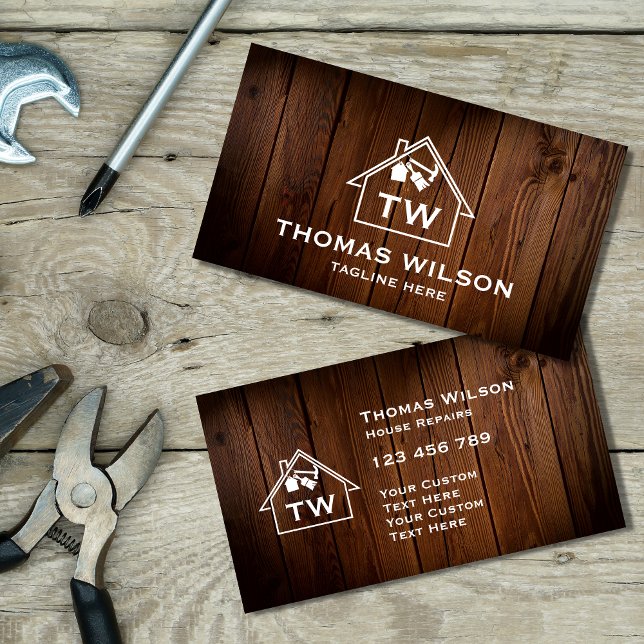 Modern Construction Handyman Carpenter Tools Busin Business Card (Creator Uploaded)